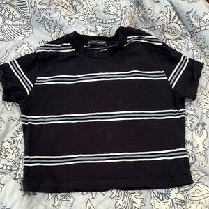 Brandy Melville Navy Blue striped short sleeve top
